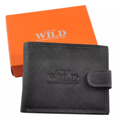 Always Wild férfi bőr pénztárca, fekete, 12,5 x 10 x 3 cm, koptatott bőr