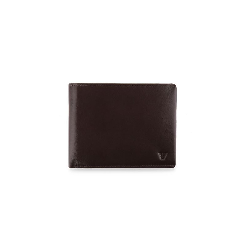 Roncato Pascal bőr pénztárca, sötétbarna, 13×9,5×2 cm, természetes marhabőr