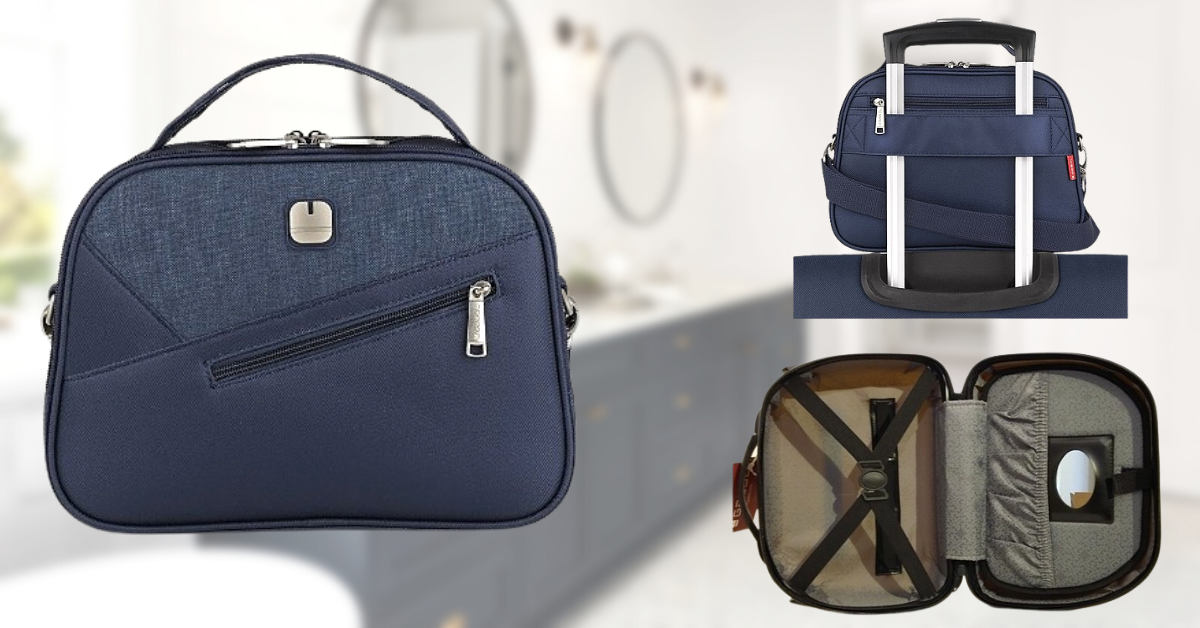A bőröndre illeszthető nagy kozmetikai táska kényelmes utazáskor